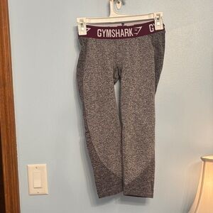 Gymshark Gray Leggings with Purple Waistband